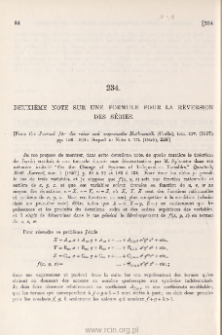 Deuxième note sur une formule pour la réversion des séries