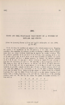 Note on the standard solutions of a system of linear equations