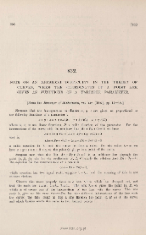 Note on an apparent difficulty in the theory of curves, when the coordinates of a point are given as functions of a variable parameter