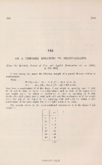 On a theorem relating to seminvariants