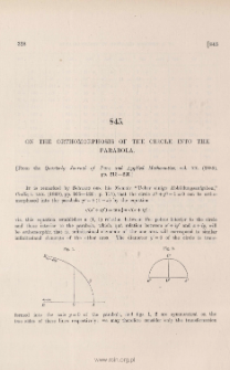 On the orthomorphosis of the circle into the parabola