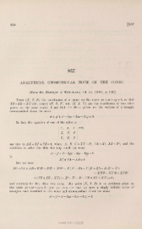 Analytical geometrical note on the conic