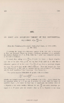 On Briot and Bouquet's theory of the differential equation F ( u, du/dz )= 0