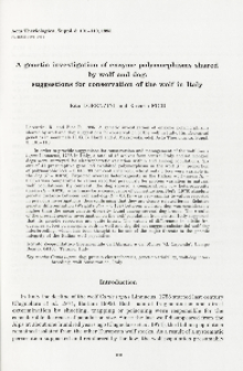 A genetic investigation of enzyme polymorphisms shared by wolf and dog: suggestions for conservation of the wolf in Italy