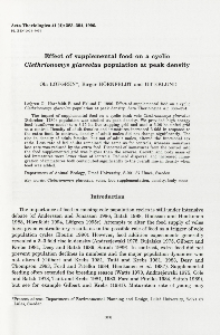 Effect of supplemental food on a cyclic Clethrionomys glareolus population at peak density