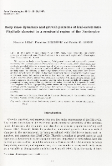 Body mass dynamics and growth patterns of leaf-eared mice Phyllotis darwini in a semi-arid region of the Neotropics