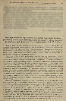 Międzynarodowe spotkanie na temat metodyki badań produkcji wtórnej i odżywiania się zwierząt w ekosystemach słodkowodnych (Liblice, Czechosłowacja, 3-8 IV 1967 r.)