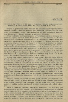 Recenzje. Sukačev, V. N., Dylis, N. V. 1966 (Red.) - Programma i metodika biogeocenologičeskich issledovanij - Akademia Nauk ZSRR. Wyd. Nauka, Moskva, 334 str. 45 rys.