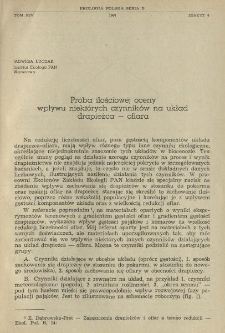 Próba ilościowej oceny wpływu niektórych czynników na układ drapieżca - ofiara