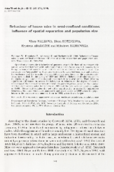 Behaviour of house mice in semi-confined conditions: influence of spatial separation and population size