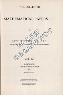 The collected mathematical papers of Arthur Cayley. Vol. 4. Spis treści i dodatki