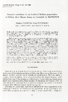 Genetic variation in an isolated Italian population of fallow deer Dama dama as revealed by RAPD-PCR