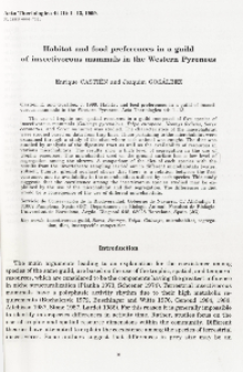 Habitat and food preferences in a guild of insectivorous mammals in the Western Pyrenees