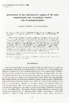 Asynchrony of the reproductive organs of the male vespertilionid bat, Scotophilus heathi: role of gonadotrophins