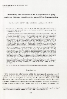 Estimating the relatedness in a population of grey squirrels Sciurus carolinensis, using DNA fingerprinting