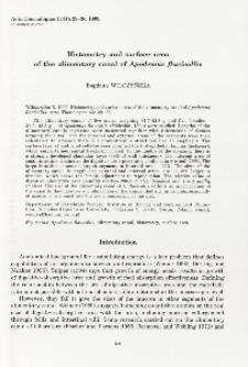 Histometry and surface area of the alimentry canal of Apodemus flavicolis