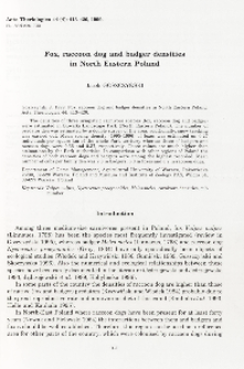 Fox, raccoon dog and badger densities in North Eastern Poland