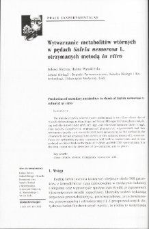 Production of secondary metabolites in shoots of Salvia nemorosa L. cultured in vitro