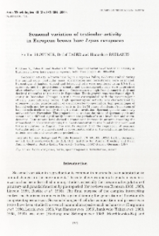 Studies on the European hare. 56. Seasonal variation of testicular activity in European brown hare Lepus europaeus