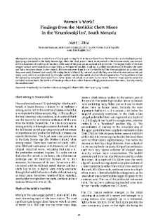 Women´s Work? Findings from the Neolithic Chert Mines in the ‘Krumlovský les’, South Moravia