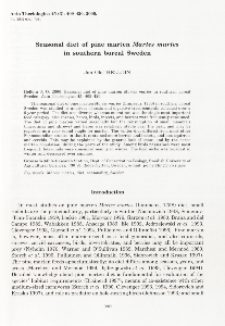 Seasonal diet of pine marten Martes martes in southern boreal Sweden