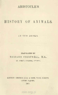 History of animals : in ten books