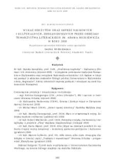 Wykaz odczytów oraz imprez naukowych i kulturalnych, zorganizowanych przez Oddziały Towarzystwa Literackiego im. Adama Mickiewiczaw roku 2018. Na podstawie sprawozdań Oddziałów wykaz sporządziła Iwona Wiśniewska