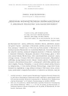 „Dziennik wewnętrznego doświadczenia”. O „Melodiach pielgrzyma” Jana Barszczewskiego