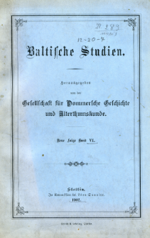 Baltische Studien. Neue Folge Bd. 6 (1902)