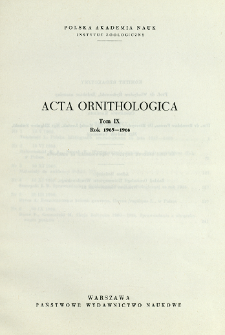 Acta Ornithologica ; t. 9 - Spis treści