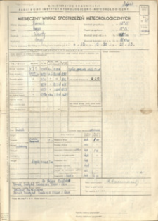 Miesięczny wykaz spostrzeżeń meteorologicznych. Sierpień 1951