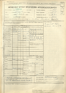 Miesięczny wykaz spostrzeżeń meteorologicznych. Kwiecień 1959