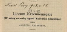 Liceum Krzemienieckie : (w setną rocznicę zgonu Tadeusza Czackiego)