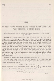 On the Conics which touch three given Lines and pass through a given Point