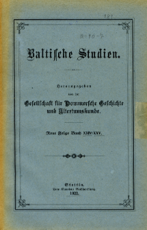 Baltische Studien. Neue Folge Bd. 24/25 (1922)