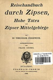Reisehandbuch durch Zipsen, Hohe Tátra und Zipser Mittelgebirge