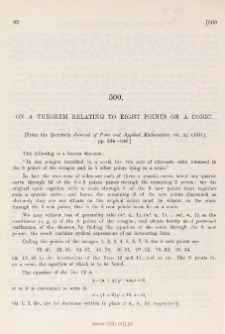 On a theorem relating to eight points on a conic