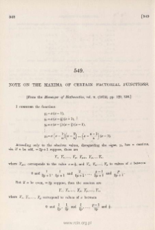 Note on the maxima of certain factorial functions