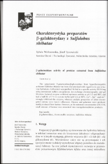 Charakterystyka preparatów B-galaktozydazy z Sulfolobus shibatae