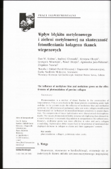 Wpływ błękitu metylenowego i zieleni metylenowej na skuteczność fotoutleniania kolagenu tkanek wieprzowych