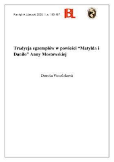 Tradycja egzemplów w powieści „Matylda i Daniło” Anny Mostowskiej