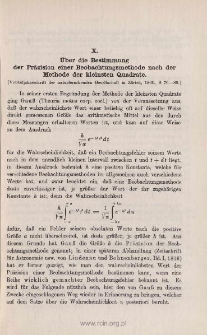 Über die Bestimmung der Präzision einer Beobachtungsmethode nach der Methode der kleinsten Quadrate