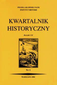 Kwartalnik Historyczny R. 111 nr 1 (2004), Strony tytułowe, spis treści