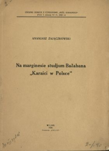 Na marginesie studjum Bałabana "Karaici w Polsce"