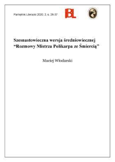 Szesnastowieczna wersja średniowiecznej „Rozmowy Mistrza Polikarpa ze Śmiercią”