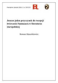 Jeszcze jeden przyczynek do recepcji twórczości Sannazara w literaturze staropolskiej