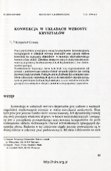 Konwekcja w układach wzrostu kryształów = Convection in crystal growth systems