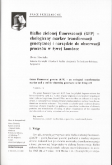 Białko zielonej fluorescencji (GFP) -ekologiczny marker transformacji genetycznej i narzędzie do obserwacji procesów w żywej komórce
