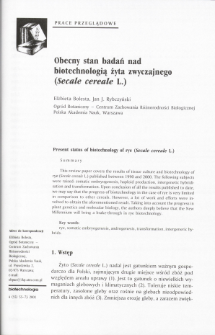 Present status of biotechnology of rye (Secale cereale L.)