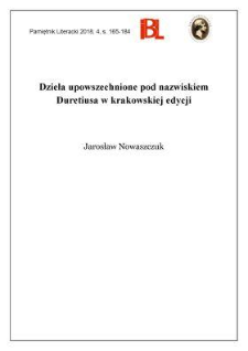 Dzieła upowszechnione pod nazwiskiem Duretiusa w krakowskiej edycji